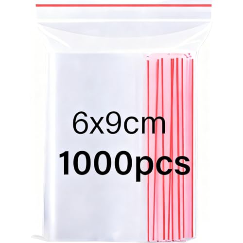 Omtofo 1000 Stück 6x9cm Druckverschlussbeutel Plastikbeutel Verschließbar Transparent Klein Zip Beutel, PE Polybeutel Reißverschluss Tütchen Zipper Plastikbeutel