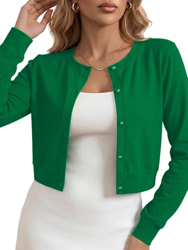 Image of Heymoments Women's Thin Shrugs Long Sleeve Lightweight Cropped Tops Open Front Cardigan for Dress S-2XL