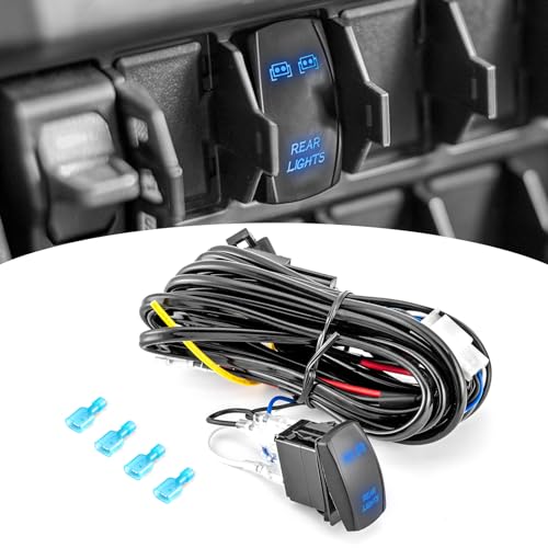 Wsays 12V Plug & Play Rear Lights On/Off Switch 2 Lead Wiring Harness Kit Compatible with 2018+ Polaris RZR/Ranger/General