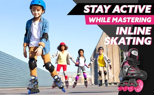 Inline Skates for Girls and Boys, Skates with Gel Wheels Adjustable Sizing for Adults and Kids, Inline Skates for Adult Female, Male, Lightweight Skates, High Bounce, Blue - Thumbnail 3