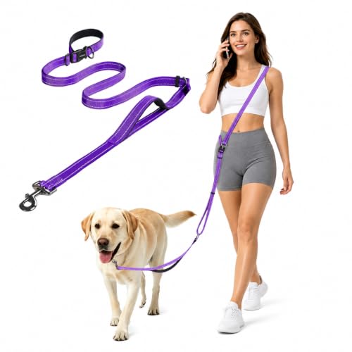 Hands Free Dog Leash by Kazazoo, Adjustable 6-9 FT Waist & Crossbody Leash with Quick Off Buckle...