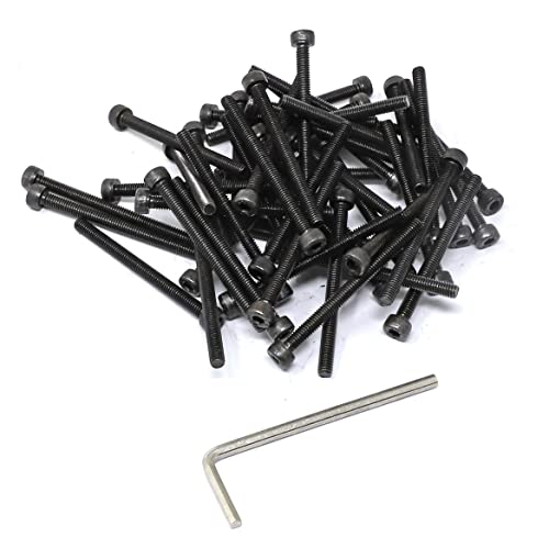 Image of iexcell 50 Pcs M4 x 50mm Thread Pitch 0.7 mm Alloy Steel 12.9 Grade Hex Socket Head Cap Screws Bolts Kit, Black Oxide Finish