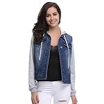 Women’s Layered Drawstring Casual Hoodie Denim Jackets Jean Jacket Coat www.denim.fit