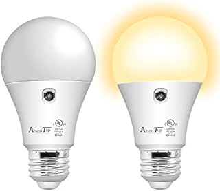 Dusk to Dawn Light Bulb- 2 Pack, AmeriTop A19 LED Sensor Light Bulbs; UL Listed, Automatic On/Off, 800 Lumen, 10W(60 Watt Equivalent), E26 Base, Indoor/Outdoor Lighting Bulb (3000K Warm White)