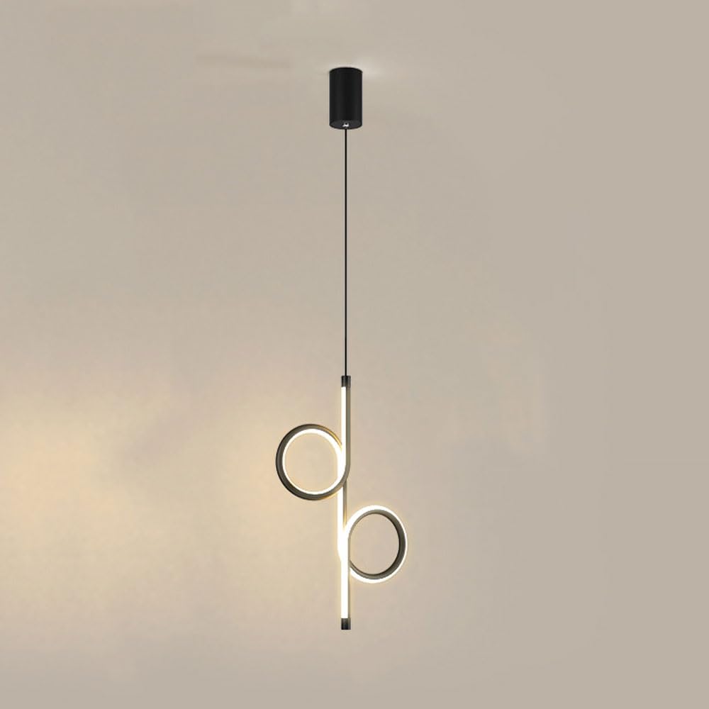 Lámpara colgante LED negra de 3000K con diseño en espiral regulable para mesita de noche