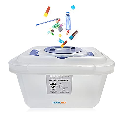 Image of PENTAMED Sharps Containers | Bio-hazard | Bio-Medical Sharps Container Puncture Proof Box (1.5 | 3.5 | 5.5 Liters) (3.5 Liter)