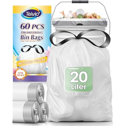 Teivio 20L Strong Drawstring Bin Liners Cover