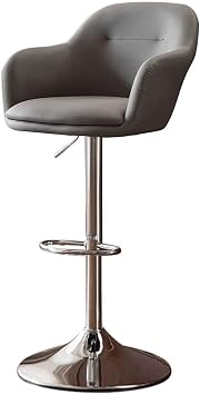 Height Stools Adjustable Bar Chairs Leather Double-Layer Swivel Counter Height Barstools Cashier Counter Stool With Armrest and Metal LegsDark grey,B