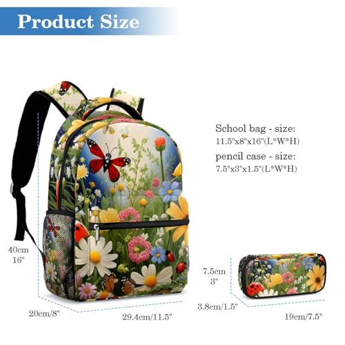 Sac à dos arbustes à fleurs ensemble 2 pièces ados et étudiants - 2