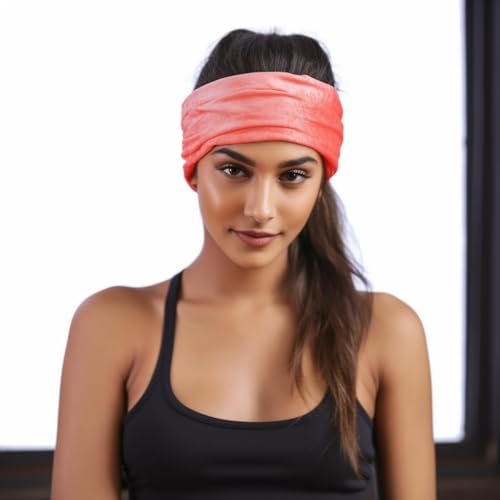 Image of XFYT Pack of 3 Tie-Dye Stretch Soft Hair Bands | Super Stylish Chic Fashionable high absorbtion Wide Headbands Set for Women Girls Yoga Sports Gym Workouts Exercise Tennis (Beau, Pack of 3)