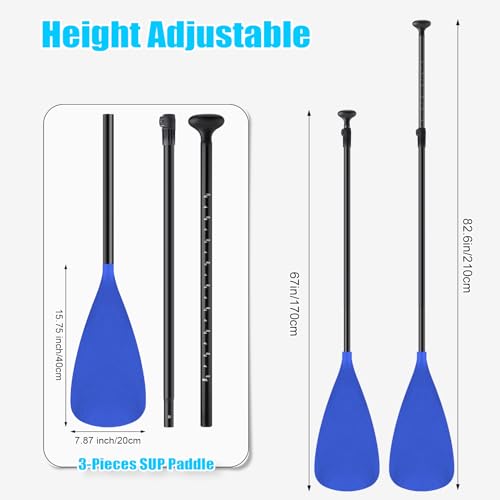 Image of Hollowfly 4 Set of 3 Pieces SUP Paddle Board Paddle Adjustable Paddleboard Lightweight Stand up Oar Aluminum Alloy Floating Replacement Oar Adjustable Aluminum Alloy Shaft for Surfing