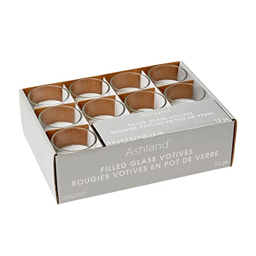 Ashland 12 Packs: 12 ct. (144 Total) White Glass Votive Candles Pack Basic Elements