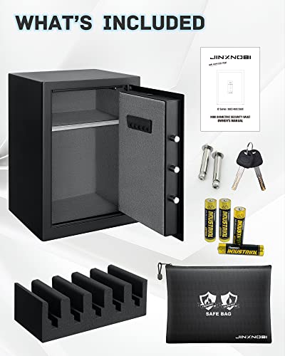 Jinxnobi 2.63 Cubic Feet Fingerprint Safe With Big Fireproof Waterproof Safe Bag,Smart Biometric Safes For Home Office Hotel,Finger Touch Security Safe Box With 5 Gun Rack To Hold Pistols #TOP2