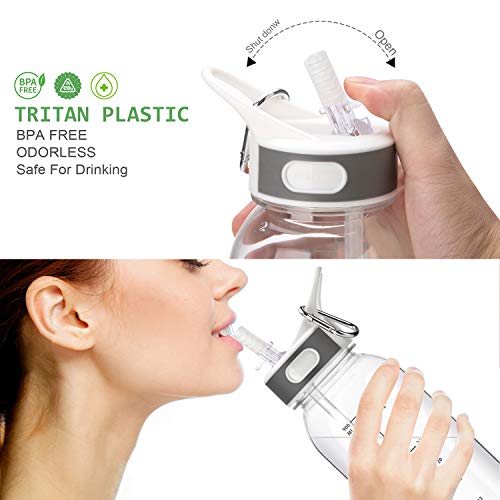 VENNERLI-Sports-Water-Bottle-with-Straw-1Litre-Leakproof-Durable-Tritan-BPA-Free-Gym-Flip-Sipper-Bottle-Dustproof-with-Marking-Dustproof-Leakproof