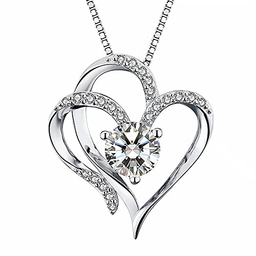Naixio Love Heart Necklace For Women 925 Sterling Silver Gold Plated Set 5A Cz Pendant Necklace Anniversary Birthday Jewelry Gift For Girlfriend Wife Sister Girl Mom Friend (White Gold) #TOP1