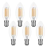 Akynite B15 Small Bayonet LED Candle Bulbs 4W Warm White 2700K, 400LM, B15 40W Halogen Equivalent, AC 220-240V, C35 SBC LED Candle Light Bulb for Chandelier, not dimmable, 6pcs