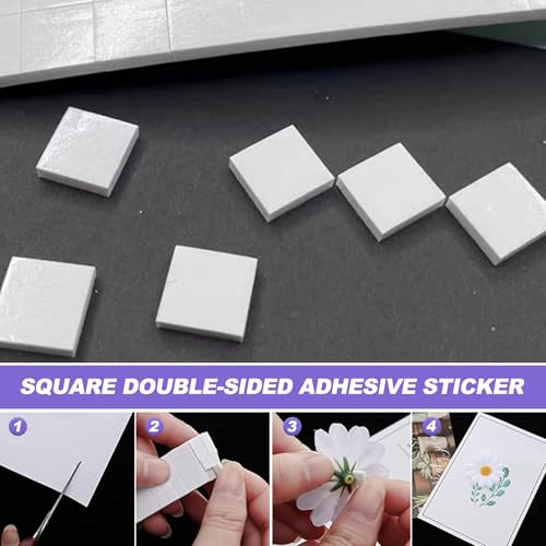 HONQX 3D Klebepads Klebepunkte Doppelseitig 4000 Stück 3D Doppelseitige Klebepads Klebepunkte Weiß 5mm Beidseitige Klebekissen zum Basteln