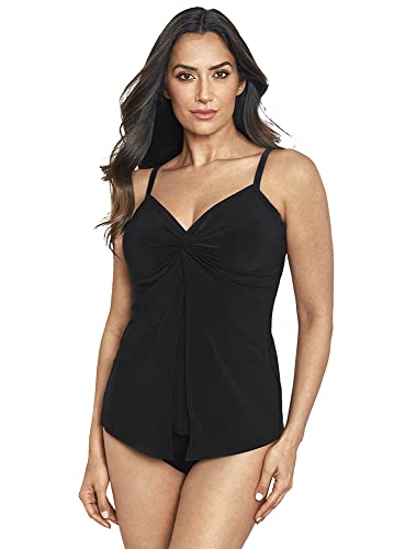 Miraclesuit Women's Swimwear Love Knot Sweetheart Neckline Underwire Bra Tankini Bathing Suit Top, Black, 14