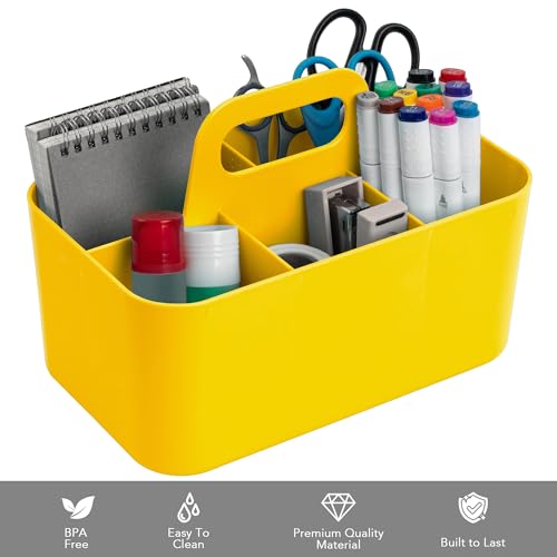 Image of Tiawudi Multipurpose Caddy Organizer, Plastic Caddy with Handle, Stackable Desk Organizer for Stationery, Marker and Pencil, Office Supplies Organizer, Dorm Caddy
