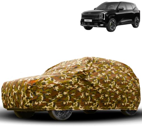 Image of Water Proof Car Body Cover Compatible for Kia Seltos 2026. | Dust Proof, Heat Resistant | Ultra Surface Body Protection - (Military Jungle Print)