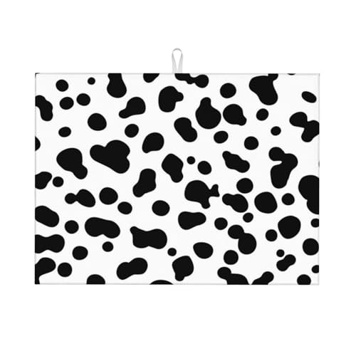 水切りマット大判 ダルメシアン犬の模様や牛の皮の質感 衛生 防カビ 食器 乾燥キッチンマッしろくまカフェ 速乾吸水マット 滑り止め吸収パッド 柔らかいドライングマット 洗える 抗菌 消臭 速乾性 耐油性 断熱性 お手入れ簡単 台所 滑り止め トレー 家庭4