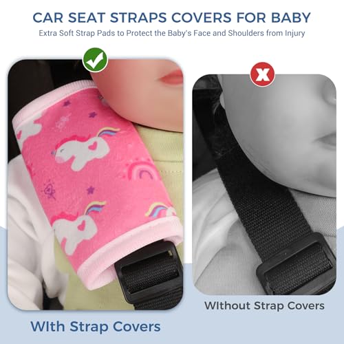 Image of COOLBEBE Car Seat Straps Shoulder Pads for Baby Kids, Super Soft Seat Belt Covers for All Car Seats /Pushchair /Stroller /High Chair