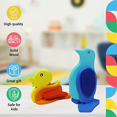 3D Wooden Puzzles Educational Diy Wooden Toy | 4 Pack Puzzle Assemble Your Own Sea Animals For Toddlers And Kids. Fun Shapes And Colors. #TOP2