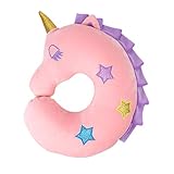 Travel Neck Pillow for Kids,Unicorn Pillow for Head Chin Neck Support on Airplane Car,Animal Plush Toy Doll U Shaped Cushion Throw Pillow for Baby Girls,Unicorn Gifts for Christmas Birthday (Pink)