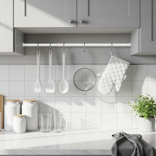 Image of MEXAU White Tension Curtain Rods18 to 36 In,Small Curtain Rods No Drilling