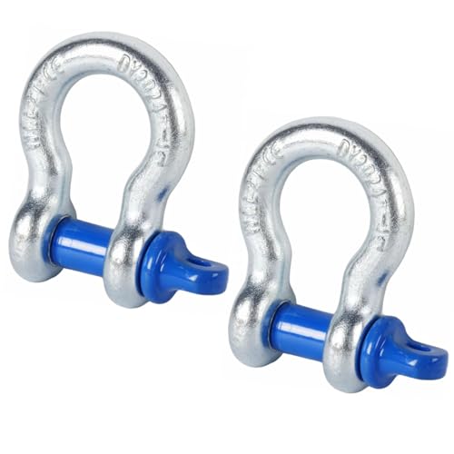 Eulihent 2 Piezas Grilletes 2t Grillete de Acero Cargas con Perno Ocular | Acero Galvanizado en Caliente | Grillete para Remolcar, Arrastrar y Recuperar Vehículo (WLL: 2,0 t)