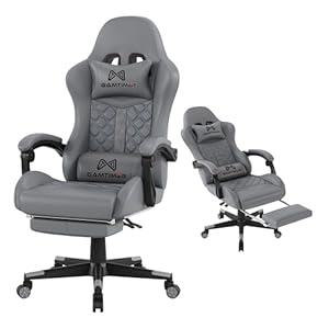 Gaming Chair, 400 lbs Adult Chair, High Back Computer Chair with Footrest and Linked Armrests, Office Video Game Chair with Lumbar Support (Grey)
