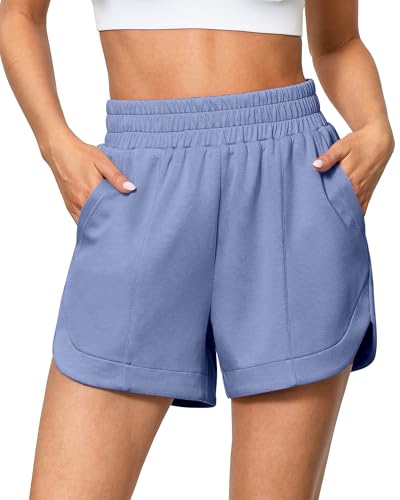 luvamia Sweat Shorts Women Pull On Shorts for Women Lounge Shorts Women Blue Blizzard Comfy Shorts for Women Shorts with Pockets for Women Womens Exercise Shorts Size X-Large Fits Size 16 Size 18