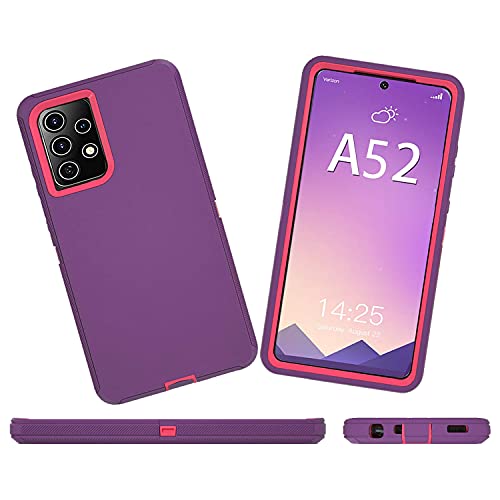 Samsung Galaxy A52 Case,Whole Body Protection Hard Shell，with high-Definition Screen Protector,[Shock Absorbing&Scratch Resistant]，for Otter Box Samsung A52 Galaxy A52 Case（Purple）