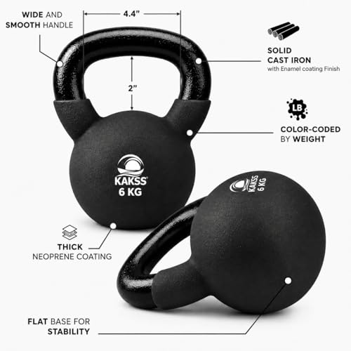 Image of Kakss Half Coating Neoprene Kettlebell (black, 6kg)