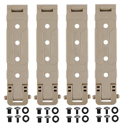 YPELUDRE Molle Attachment Clips with Mounting Hardware for Vests, Backpacks, Pouches, Locking Belt Clips Khaki (4 Pack)