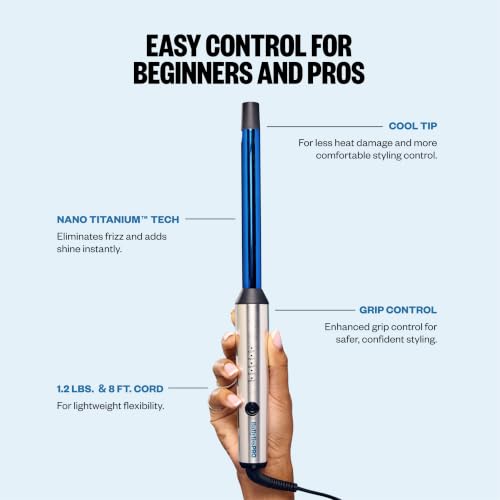 Image of BabylissPRO Nano Titanium Professional Curling Wand For All Hair Types, Reaches 430 Degrees For Long Lasting Curls