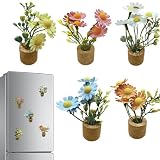 Colorful Fridge Magnets Set, Cute Daisy Fridge Magnets, Mini Potted Artificial Magnetic Daisy Stickers with Decorative Design, House Bulletin Board Lockers Gabinete Whiteboard Use
