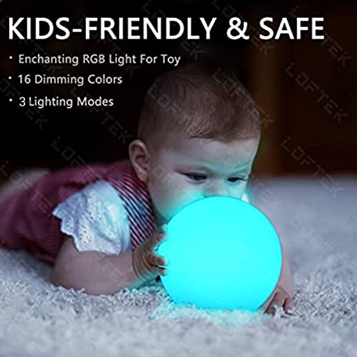 Loftek Led Vibrant Light Ball: 6-Inch Nursery Night Light With Remote And Press Control, 16 Rgb Color Changing & Dimming Rechargeable, Cordless Portable Floating Pool Lights, Ideal For Kids Or Decor #TOP2