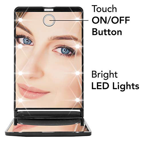 Tiny Travel Cosmetic Makeup 2x Magnifying Mirror with LED Lights - #1 Hollywood Makeup Mirror