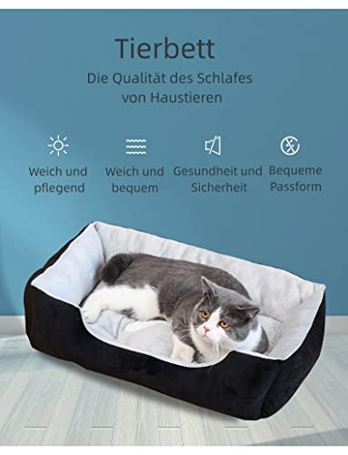 Flying Wings Hundematte, Hundekorb, maschinenwaschbares Haustiersofa, bequem und weich, für alle Jahreszeiten geeignet, XS grau/schwarz 45x31cm
