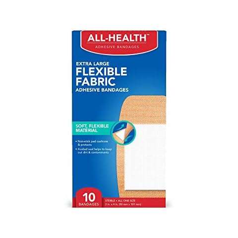 All Health Flexible Fabric Adhesive Bandages, XL 2 in x 4 in, 10 ct | Extra Large Flexible Protection for First Aid and Wound Care Cover