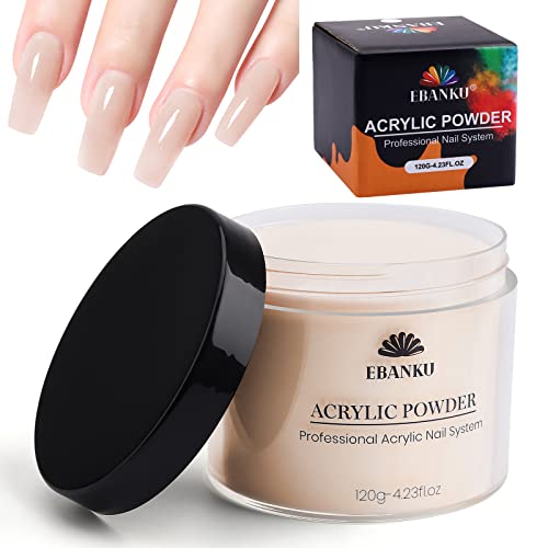 EBANKU Nude Acrylpulver, 120 g/4,23 Unzen Acrylpulver Professionelles Acrylnagelpulver mit großer Kapazität für Nagelacrylverlängerung, Nagelschnitzen, langlebig, keine Nagellampe erforderlich