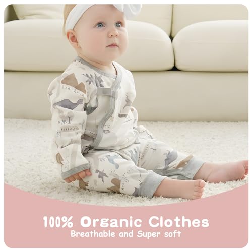 100% Organic Cotton Soft 0-6 Months 2-Piece Unisex Footless Newborn Baby Sleepers Pajamas Romper Boys Girls4