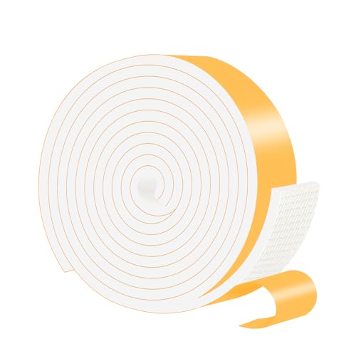 Image of Weather Stripping Door Seal,High Density CR,2 in x 1 /4 in x 13Ft | Weather Stripping,Soundproof,Cold Insulation,Foam Insulation Tape for Door, Front Door Frame, Windows,Sliding Door,White