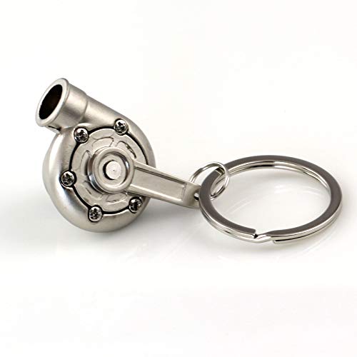 Image of maycom Spinning Turbo Keychain Keyring Turbocharger Turbine Key Chain Ring Keyrings (Matte Silver)