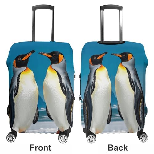 Happy Penguins Luggage Cover Tsa Approved Suitcase Covers for Luggage Elastic Washable Suit Case Covers Anti-Scratch Travel Luggages Sleeve Suitcase Protector Fits 19-30 Inch Case(S)3