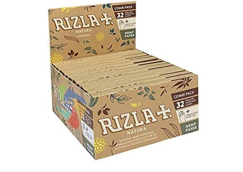 RIZLA Natura Combi Pack - (32 King Size Super Slim Leaves + Unbleached Paper Tips) (KING SIZE, 24)