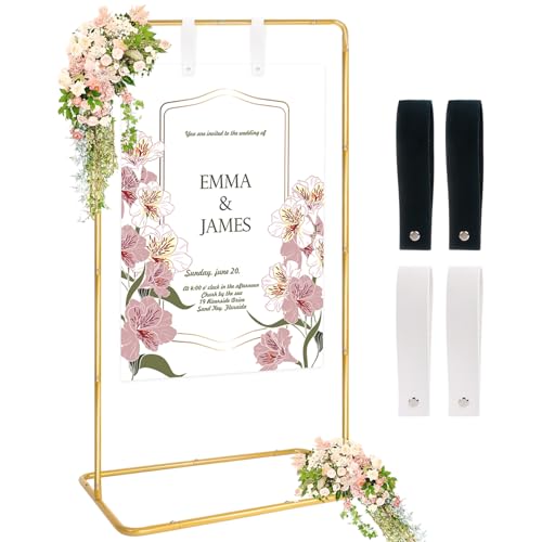 Nwvuop Wedding Welcome Sign Stand, Adjustable Wedding Sign Holder Easel Stand for Display(Gold)