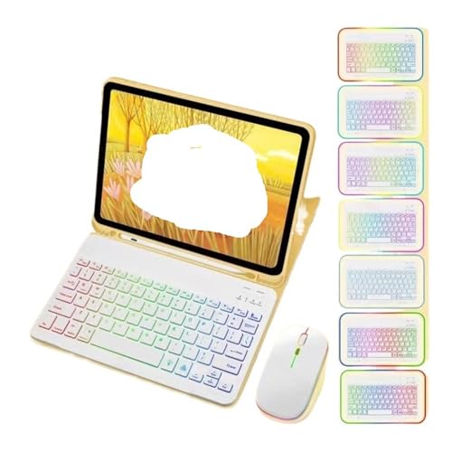 Funda para iPad Pro 11 teclado QWERTY RGB y ratón amarillo