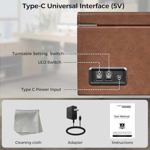 ANWBROAD Watch Winder for Automatic Watches 4+6 Watch Rotator and Storages with Super Quiet Motor LED Backlight Automatic Watch Winder Watch Turner 4 Rotating Modes UJWW002T - Thumbnail 5